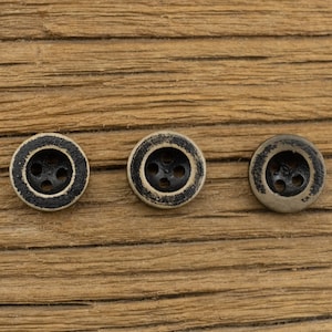 Small Wood Buttons-20Pcs 12.5mm Vintage Black Brown Wooden Hole Button for Sewing-Shirt/Cardigan/Sweater