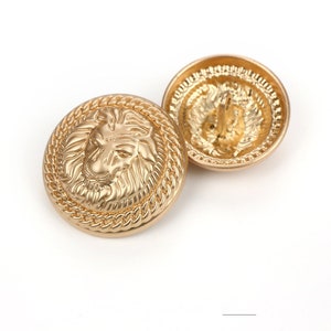 Metal Lion Buttons-6Pcs Rose Gold/Gun Black Button for Sewing-Blazer/Jacket/Coat/Sweater Matte gold