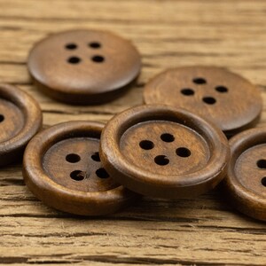 Wood Buttons-20/50/100/200Pcs Vintage Old Brown Wooden Hole Button for Sewing-Shirt/Cardigan/Sweater/Bag image 9