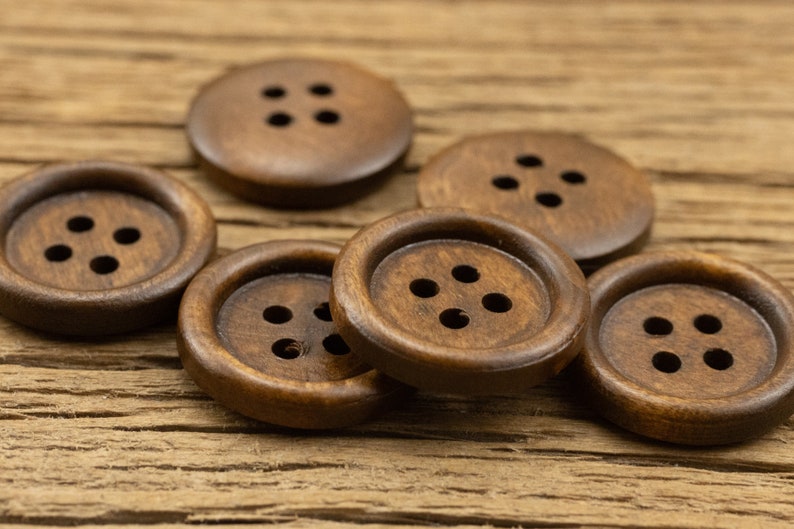 Wood Buttons-20/50/100/200Pcs Vintage Old Brown Wooden Hole Button for Sewing-Shirt/Cardigan/Sweater/Bag image 9