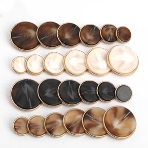 Metal Pearl Buttons-6Pcs GoldWhite/Black/Brown Pattern Button for Sewing-Blazer/Jacket/Coat/Sweater/Cardigan image 5