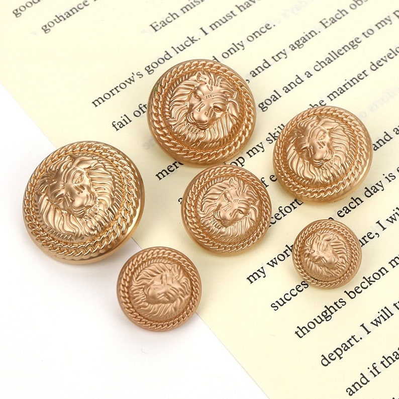 Metal Lion Buttons-6Pcs Rose Gold/Gun Black Button for Sewing-Blazer/Jacket/Coat/Sweater zdjęcie 6