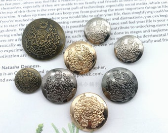 Metal Lion Crown Buttons- 6Pcs Antique Bronze/Gold/Silver/Gun Button for Sewing-Blazer/Jacket/Coat/Sweater/Cardigan