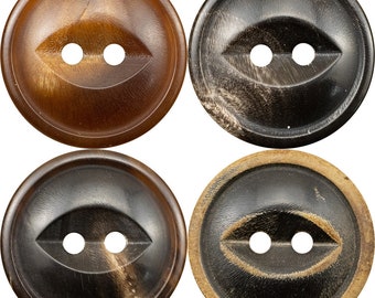 Natural Horn Buttons-10Pcs Black Brown Fish Eye Hole Button for Sewing-Shirt/Suit/Blazer/Jacket/Coat/Sweater