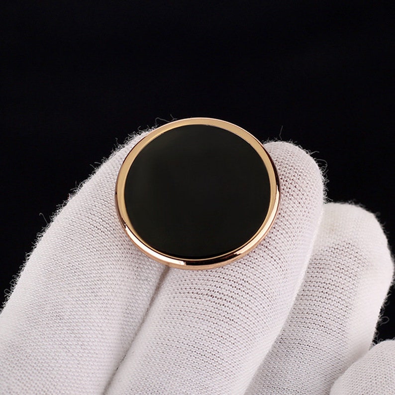 Metalen platte zwarte knoppen-6 stuks goud/zilveren schacht knop voor naaien-blazer/jas/jas/trui Gold edge