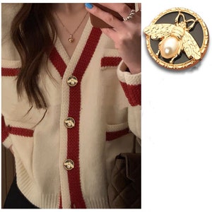 Botones de metal con perlas de abeja, 6 uds., botón de vástago redondo de oro rosa de 23MM para coser-Blazer/chaqueta/abrigo/cárdigan imagen 10