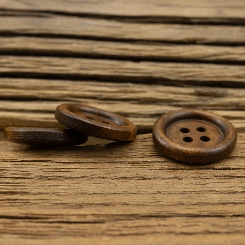 Wood Buttons-20/50/100/200Pcs Vintage Old Brown Wooden Hole Button for Sewing-Shirt/Cardigan/Sweater/Bag image 5