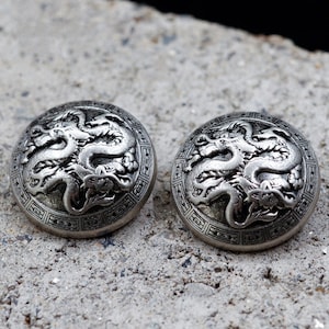 Metal Dragon Buttons-6Pcs Vintage Silver Shank Button for Sewing-Blazer/Jacket/Coat/Sweater image 1