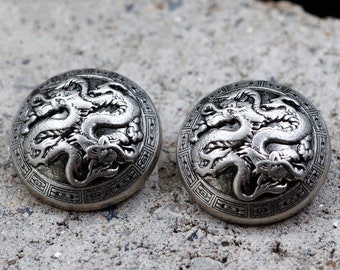 Metal Dragon Buttons-6Pcs Vintage Silver Shank Button for Sewing-Blazer/Jacket/Coat/Sweater