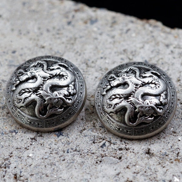 Metal Dragon Buttons-6Pcs vintage Silver Shank Button pour Couture-Blazer/Veste/Manteau/Pull