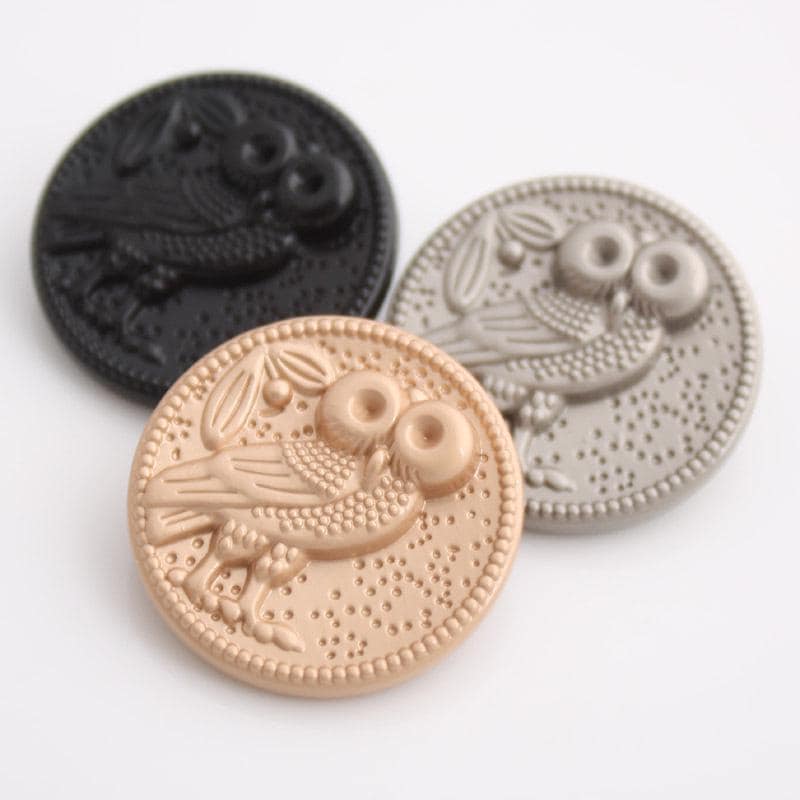 Metal Owl Buttons- 6Pcs Gold Silver Black Button for Sewing-Cardigan/Jacket/Coat/Sweater