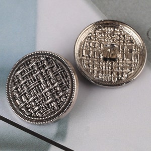 Metal Weave Buttons-6Pcs Black Gold/Bronze/Nickel Grid Button for Sewing-Sweater/Blazer/Jacket/Coat Silver black
