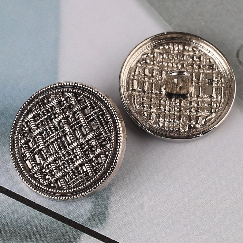 Metal Weave Buttons-6Pcs Black Gold/Bronze/Nickel Grid Button for Sewing-Sweater/Blazer/Jacket/Coat Silver black