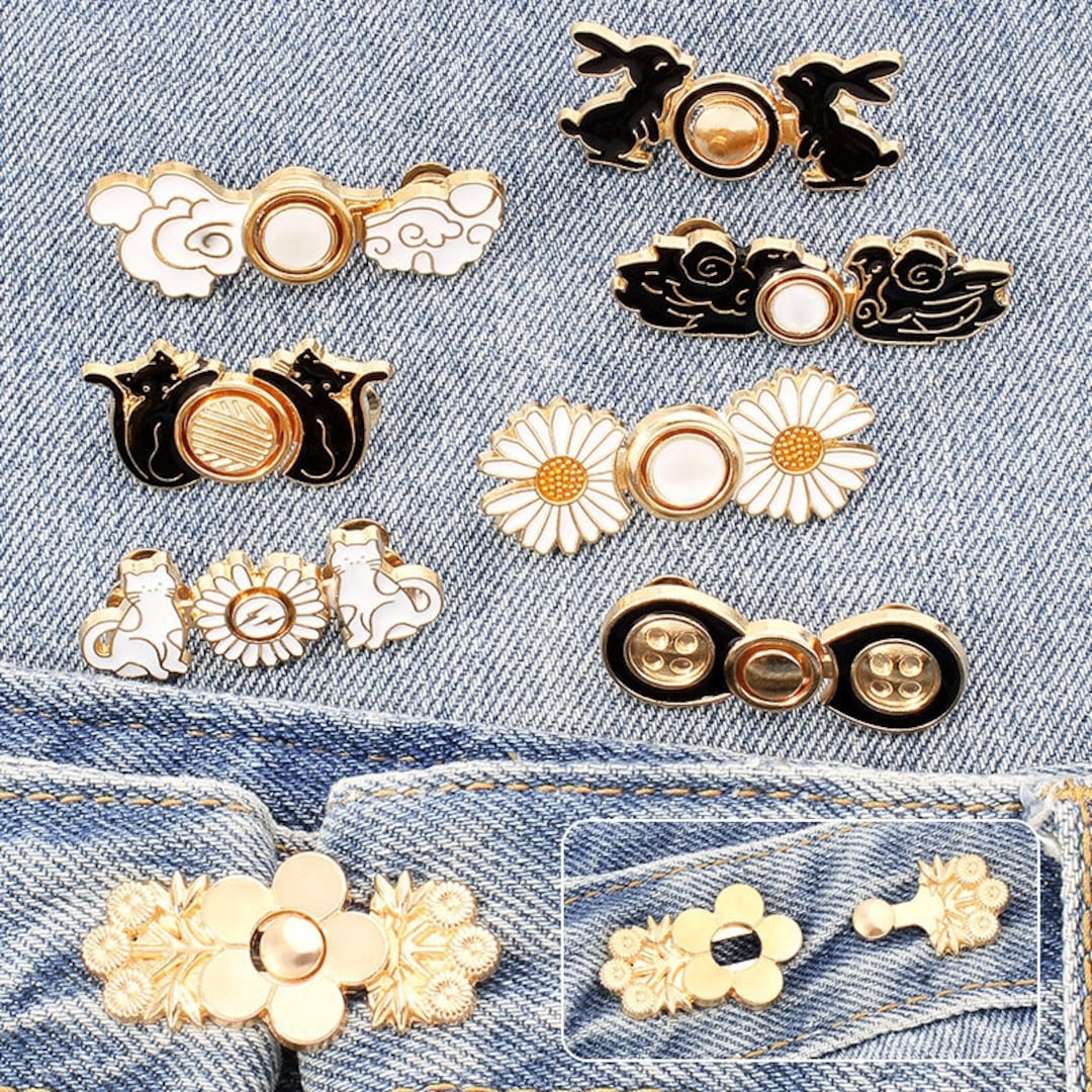 6pcs Jeans Button Adjustable Button Pins Waist Extender Buckle No