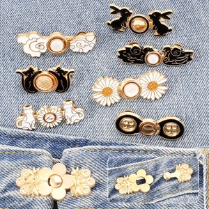 Ceryvop 8 Sets Button Pins for Jeans, Jean Button Pins for Loose