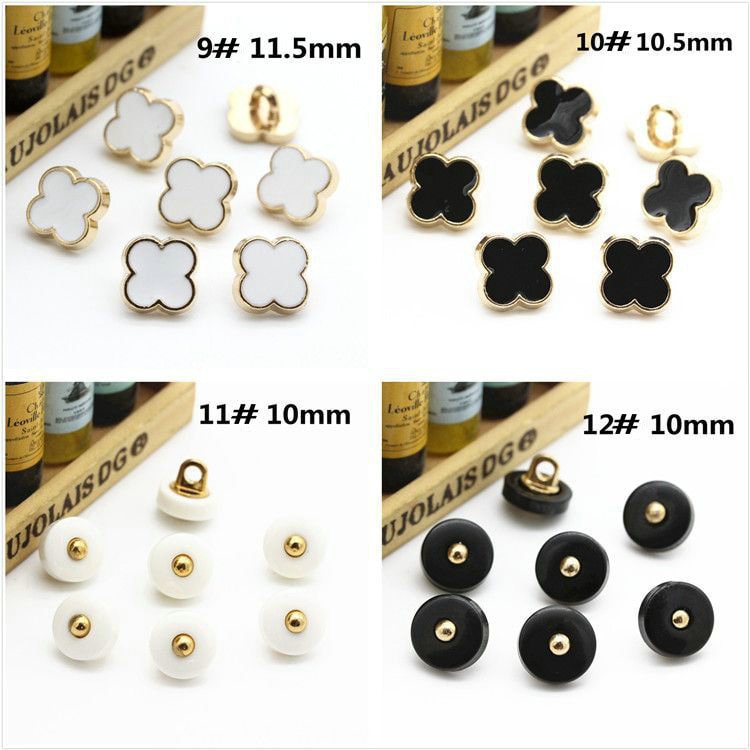 Metal Shirt Buttons-10pcs Gold/silver/black/white Pearl