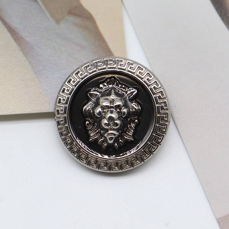 Metal Lion Buttons-6Pcs Vintage Gold Silver Black Button for Sewing-Blazer/Jacket/Coat/Sweater Silver