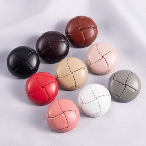 Leather Buttons-6Pcs Black/Brown/White/Khaki/Gray/Pink Button for Sewing-Blazer/Jacket/Coat/Sweater/Cardigan image 1