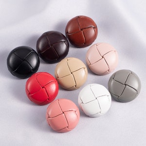 Leather Buttons-6Pcs Black/Brown/White/Khaki/Gray/Pink Button for Sewing-Blazer/Jacket/Coat/Sweater/Cardigan