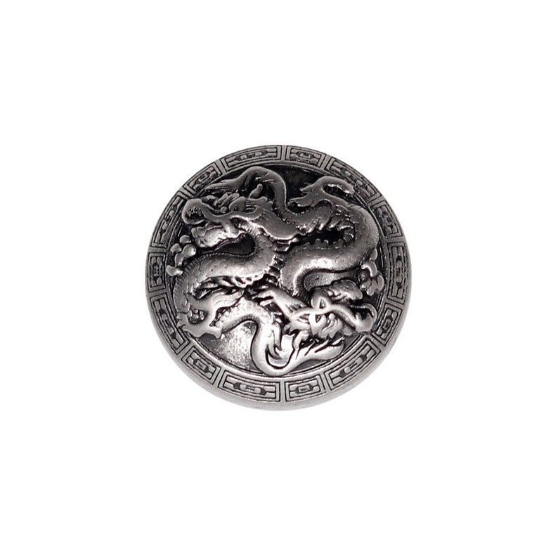 Metal Dragon Buttons-6Pcs Vintage Silver Shank Button for Sewing-Blazer/Jacket/Coat/Sweater image 2