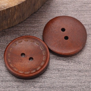 Wood Buttons-20Pcs Vintage Laser Dashed Line Wooden Hole Button for Sewing-Shirt/Cardigan/Sweater/Coat/Bag image 7