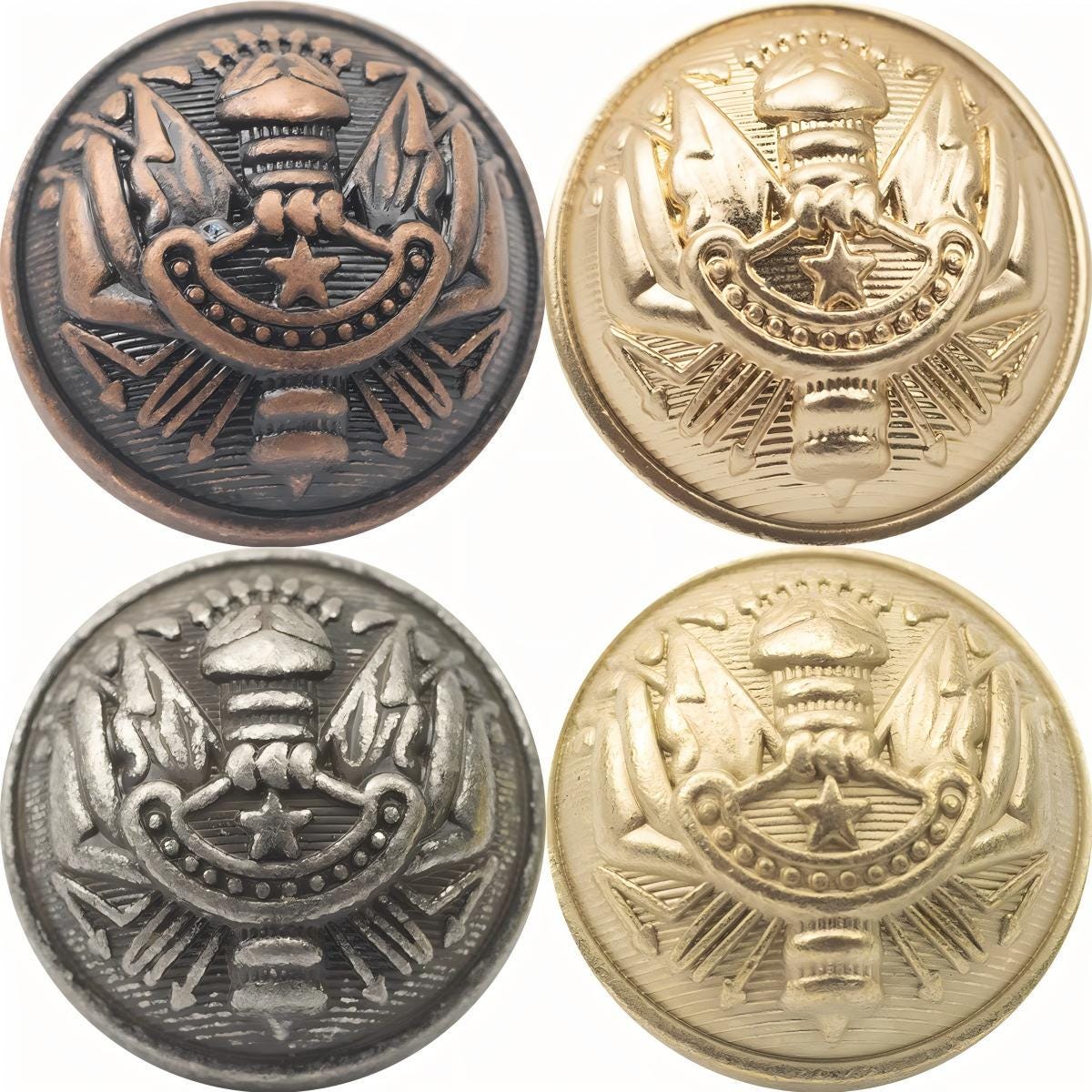 Armour Flag Metal Buttons: Vintage Gold, Silver, Bronze - 6 Pcs - Etsy