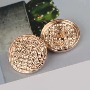 Bottoni in tessuto metallico-6 pezzi Bottoni a griglia in oro nero/bronzo/nichel per cucire-maglione/giacca/giacca/cappotto Oro