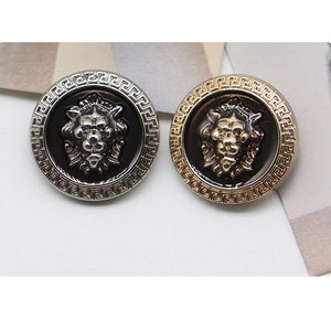 Metal Lion Buttons-6Pcs Vintage Gold Silver Black Button for Sewing-Blazer/Jacket/Coat/Sweater image 1