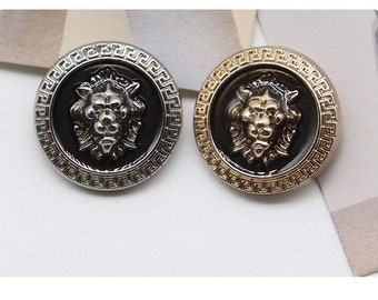 Metal Lion Buttons-6Pcs Vintage Gold Silver Black Button for Sewing-Blazer/Jacket/Coat/Sweater