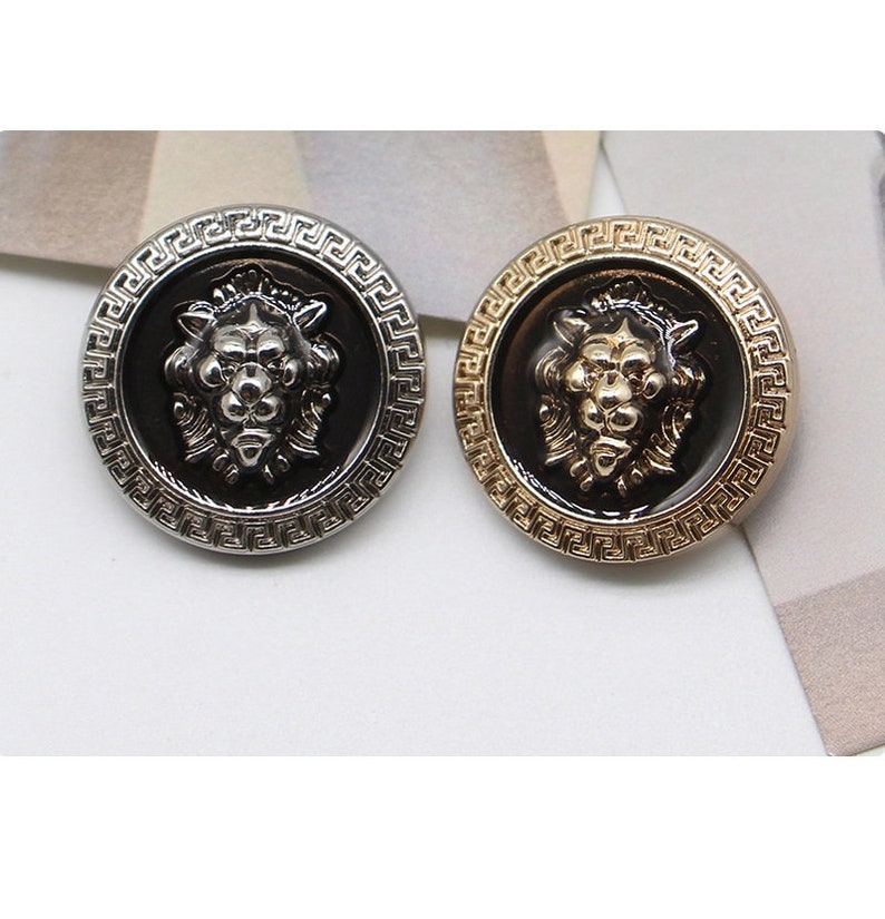 Metal Lion Buttons-6Pcs Vintage Gold Silver Black Button for Sewing-Blazer/Jacket/Coat/Sweater image 1