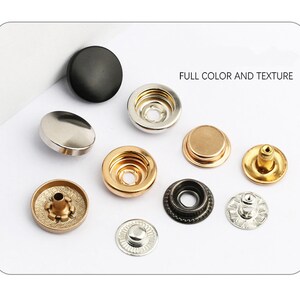 Boutons-pression en métal à arc plat 10 pièces boutons-pression bronze/gun/argent/or/noir pour jean/veste/manteau/cuir/portefeuille image 3