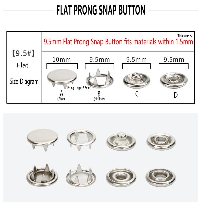 Boutons-pression perlés en métal 10 pièces boutons-pression argentés pour jean/veste/manteau/cuir/portefeuille/bricolage image 8
