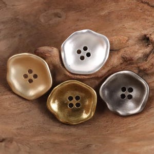 Metal Irregular Buttons-6Pcs Bowl Gold Silver Button for Sewing-Sweater/Blazer/Jacket/Coat