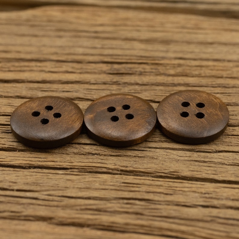 Wood Buttons-20/50/100/200Pcs Vintage Old Brown Wooden Hole Button for Sewing-Shirt/Cardigan/Sweater/Bag image 4