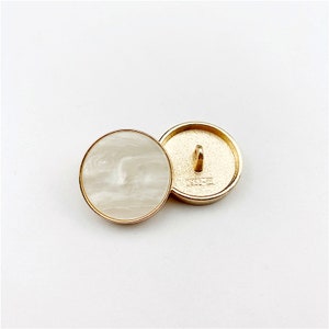 Gold White Pearl Metal Buttons-6Pcs Flat Arc Round Shank Button for Sewing-Blazer/Jacket/Coat/Sweater/Cardigan image 9