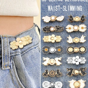 Jeans Taille Knoopgesp-2 stuks tailleband spanner afsteller haak-en-oog clip sluiting pinnen voor broek/rok/kraag