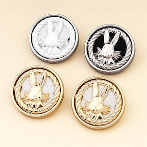 メタルバニーボタン - 6個 ゴールド/シルバー/ホワイト ブラックシャンクボタン 縫製用 - シャツ/ブレザー/コート/セーター/カーディガン