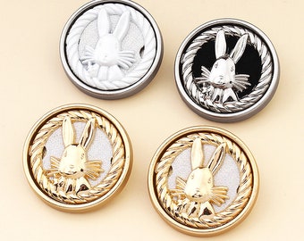 Metal Bunny Buttons-6Pcs Gold/Silver/White Black Shank Button for Sewing-Shirt/Blazer/Coat/Sweater/Cardigan