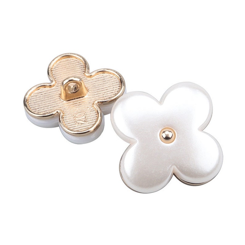 Metal White Satin Pearl Buttons-6Pcs Clover Star Pentagrams Button for Sewing-Blazer/Jacket/Coat/Sweater/Cardigan image 5
