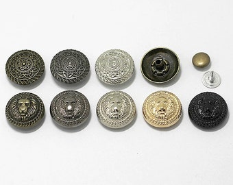 Boutons floraux en forme de lion avec tige en métal : clous à rivets en bronze pour jeans - 10 pièces