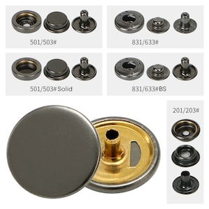 10 boutons-pression plats en métal, boutons-pression argentés/bronze/or/cuivre pour jean/veste/manteau/cuir/portefeuille/bricolage image 7