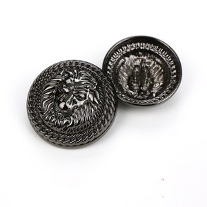 Metal Lion Buttons-6Pcs Rose Gold/Gun Black Button for Sewing-Blazer/Jacket/Coat/Sweater Gun black