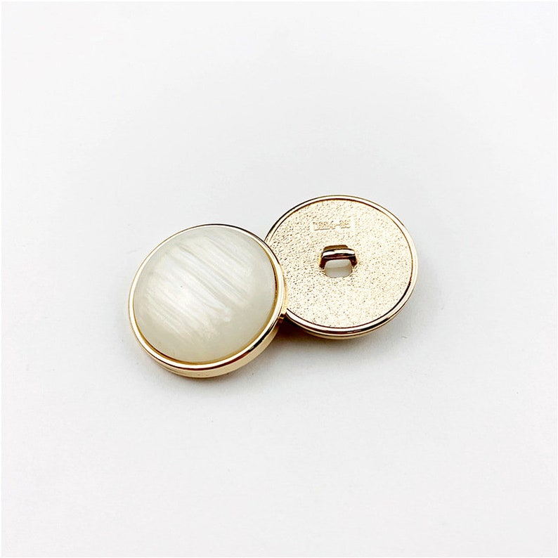 Gold White Pearl Metal Buttons-6Pcs Flat Arc Round Shank Button for Sewing-Blazer/Jacket/Coat/Sweater/Cardigan image 8