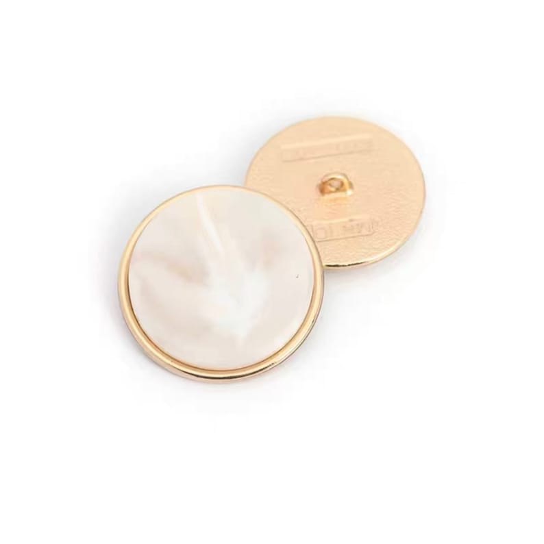 Metal Pearl Buttons-6Pcs GoldWhite/Black/Brown Pattern Button for Sewing-Blazer/Jacket/Coat/Sweater/Cardigan White pattern