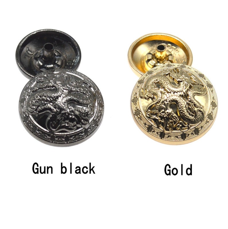 Metal Dragon Snap Buttons-10Pcs Press Stud Popper Gold/Gun for Jeans/Jacket/Coat/Leather/Wallet/DIY image 3