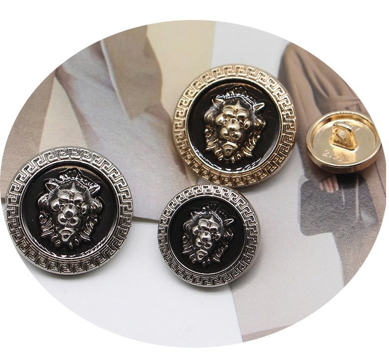 Metal Lion Buttons-6Pcs Vintage Gold Silver Black Button for Sewing-Blazer/Jacket/Coat/Sweater image 9