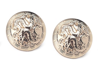 Boutons dragon en métal - 10 boutons vintage bronze/or pour couture-blazer/veste/manteau/pull