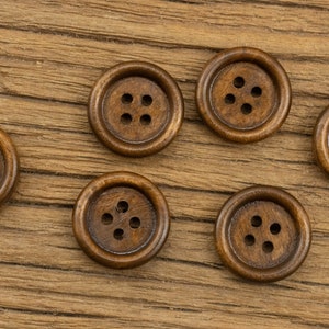 Wood Buttons-20/50/100/200Pcs Vintage Old Brown Wooden Hole Button for Sewing-Shirt/Cardigan/Sweater/Bag image 6