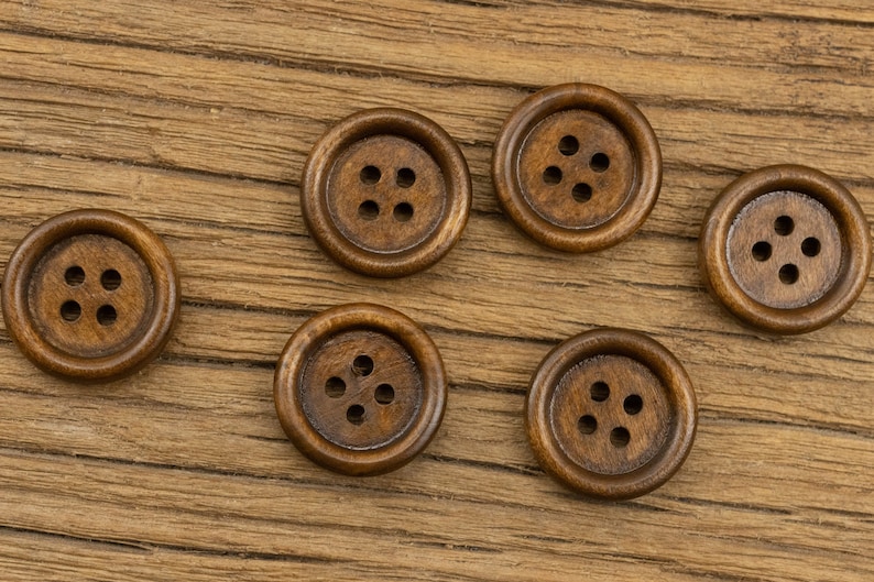 Wood Buttons-20/50/100/200Pcs Vintage Old Brown Wooden Hole Button for Sewing-Shirt/Cardigan/Sweater/Bag image 6