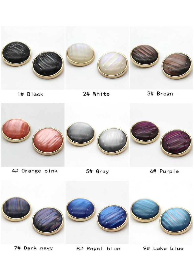 Metal Pearl Buttons-6Pcs Gold Black/White/Brown/Blue/Pink/Gray Button for Sewing-Blazer/Jacket/Coat/Sweater/Cardigan zdjęcie 8